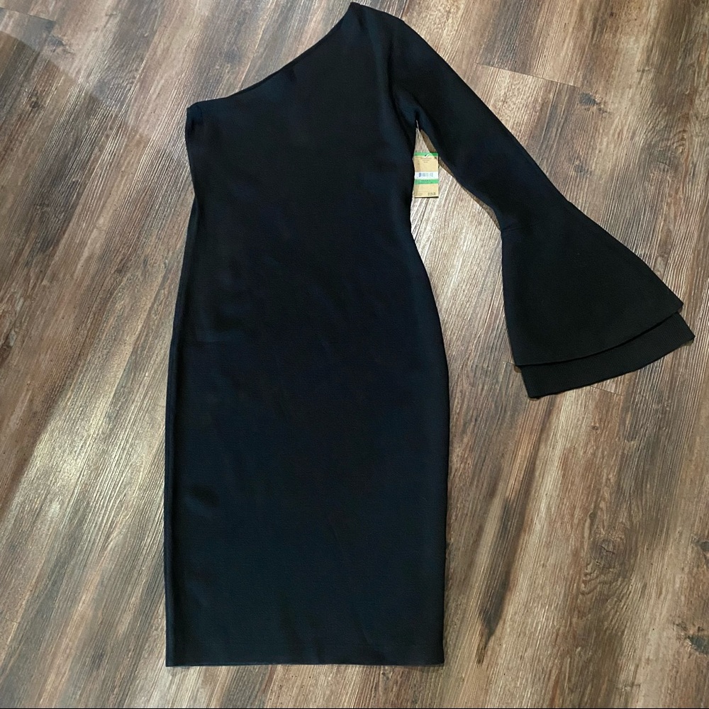 RACHEL Rachel Roy L November Black One Sleeve Pencil Bodycon Dress Stretch NWT